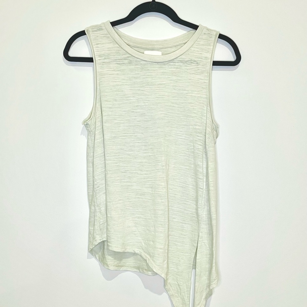 Sheer Green Tank Tie-front